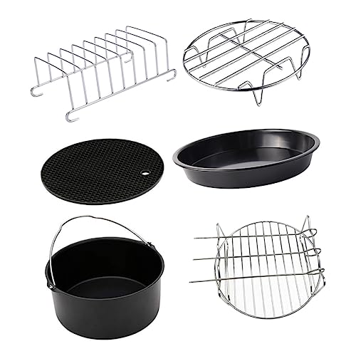 Ipetboom 6 Stück Teiliges Set für Heißluftfritteuse Backform Pizzateller und Vielseitige Küchenutensilien für Köstliche Gerichte Wie Pizza Kuchen und Aufläufe von Ipetboom