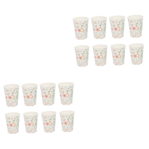 Ipetboom 64 Stk Pappbecher Campingtischdecken Geburtstagsparty-tasse Weiße Einweg-tischdecke Party-trinkbecher Wasserdichte Tischdecke Weiße Teetassen Trinkbecher Papierfach Blumen von Ipetboom