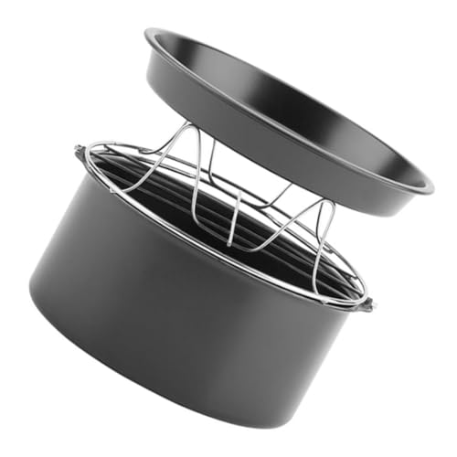 Ipetboom Air Fryer Zubehör Set Edelstahl Backform Pizza Pan Dämpfgestell für Heißluftfritteusen Backzubehör für Vielseitiges Kochen und Backen von Ipetboom