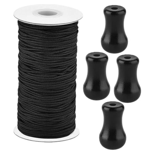 Ipetboom Blind Cord Pull Knobs aus Robustem PVC Schwarzes Jalousien mit Schwarzen PVC Endstücken Installieren Vielseitig für Fensterrollos und Vorhänge DIY Geeignet Ersatz für von Ipetboom