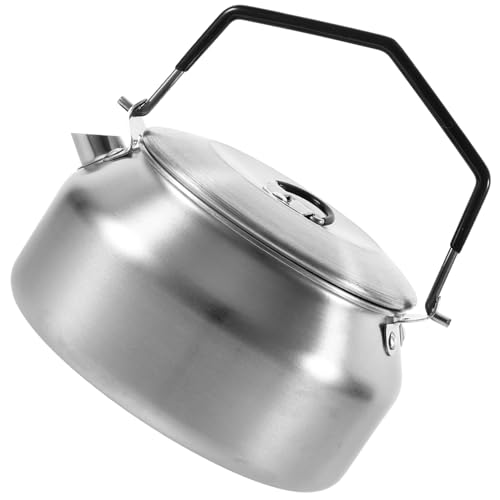 Ipetboom Camping Edelstahl Wasserkocher Kapazität Kompakt Leicht Tragbar mit Hitzebeständigem Griff für Outdoor Wandern Picknick und Stovetop Kochfelder Geeignet Silberfarben von Ipetboom
