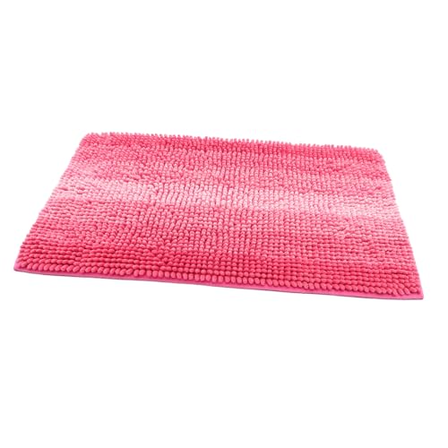 Ipetboom Chenille Badematte Rutschfester Badezimmerteppich Saugfähig Schnell Trocknend Badvorleger für Dusche und Badewanne Rosa von Ipetboom