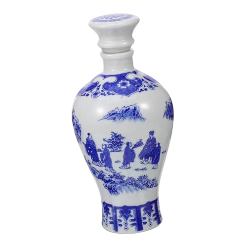 Ipetboom Chinesische Keramik Weinflasche Traditioneller Blauer und Weißer Weintopf Eleganter Dekorationsbehälter aus Porzellan für Weinlagerung und Tischdekoration von Ipetboom