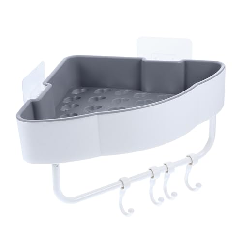 Ipetboom Eckablage ohne Bohren mit Haken Multifunktionaler Badregal Organizer aus Robustem Material Platzsparendes Badezimmer Aufbewahrungsregal für Shampoo und Zubehör Einfache Montage von Ipetboom