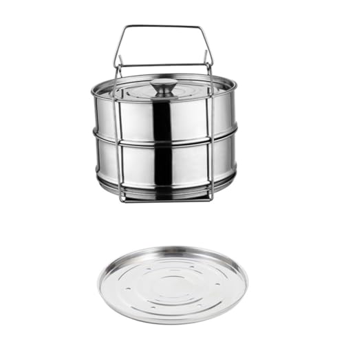 Ipetboom Edelstahl Dampfgarer mit Doppeltem Gitter Umweltfreundlicher Vielseitiger Zwei Schicht Steamer für Gemüse Fleisch Fisch Buns Leicht Mit Sicherem Deckel Für Induktionsherde von Ipetboom