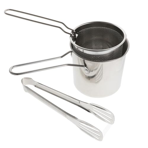 Ipetboom Edelstahl Fritteuse mit Korb und Zange Kleiner Topf mit Hohem Rand Schneller Hitzetransfer Vielseitig für Frühstück Babynahrung und Frittieren Robustes Haushalts Kochgeschirr von Ipetboom