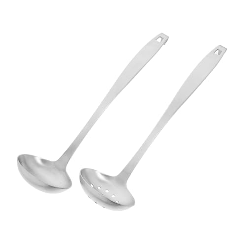 Ipetboom Edelstahl Suppenkellen mit Haken Küchenutensilien mit Schöpfkelle und Schaumlöffel Langer Griff zum Servieren und Abseihen für Suppen und Hot Pot Spülmaschinenfest von Ipetboom