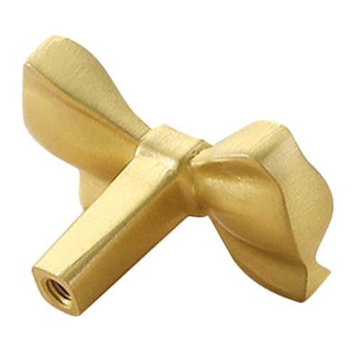 Ipetboom Goldene Bow Schubladenknöpfe aus Massivem Messing Vintage Bow Drawer Pulls Einzelgriff Möbelknöpfe für Kommoden Küchen Schlafzimmermöbel Einfache Montage Dekorative Schrankgriffe von Ipetboom