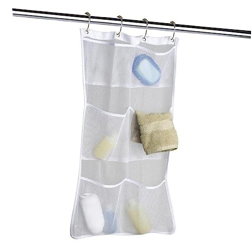 Ipetboom Hängender Mesh Duschorganizer Weiß Badezimmer Aufbewahrungstasche Für Shampoo Conditioner Bodywash Praktisch Einfach An Duschvorhang Ösen Befestigen von Ipetboom