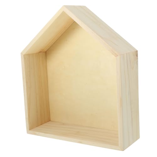 Ipetboom Holz Wandregal Hausform Fünfeckiges Schwebendes Regal aus Robustem Holz Dekoratives Wandaufbewahrungsregal für Wohnzimmer Schlafzimmer Büro Einfach zu Reinigen Langlebig und von Ipetboom