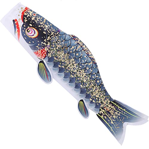Ipetboom Jahrestag e Fisch Windsock Flagge Nobori Koinobori Flagge Fisch Wind Streamer für im Freien Garten Hof Neujahr Dekoration Schwarz Fischflagge Terassendeko, 100x27cm von Ipetboom