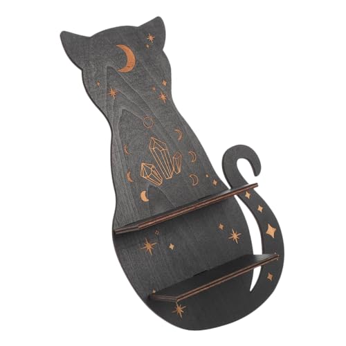 Ipetboom Katzenform Wandregal aus Holz Rustikales Schwebendes Regal für Wohnzimmer und Badezimmer und Platzsparendes Design zur Aufbewahrung von Büchern und Dekoration von Ipetboom