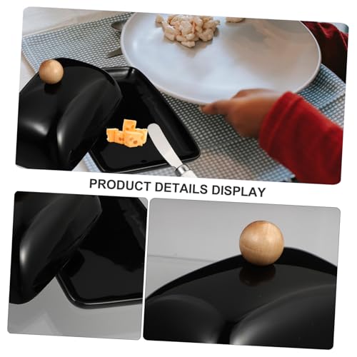 Ipetboom Keramik Butterdose mit Deckel Multifunktionale Butterdose aus Porzellan Staubschutz Butterbehälter für Küche Butterglocke in Schwarz für Butter Käse Obst und Snacks von Ipetboom