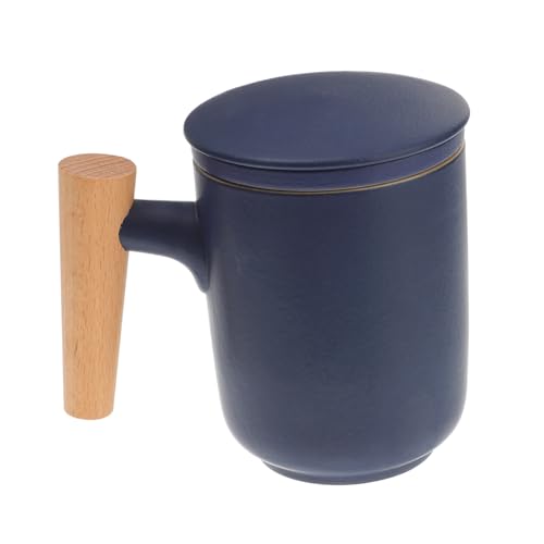 Ipetboom Keramik Teetasse mit Holzgriff Teefilter und Wassertrennung Praktischer Büro Haushaltsbecher Leicht Langlebig für Tee genuss Unterwegs Hause von Ipetboom
