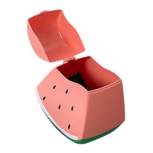 Ipetboom Kleiner Mülleimer Kunststoff Mini Desktop Mülleimer mit Deckel Kompakt und Vielseitig für Büro Schlafzimmer Bad und Auto Niedlicher Wassermelonen Design Abfalleimer von Ipetboom