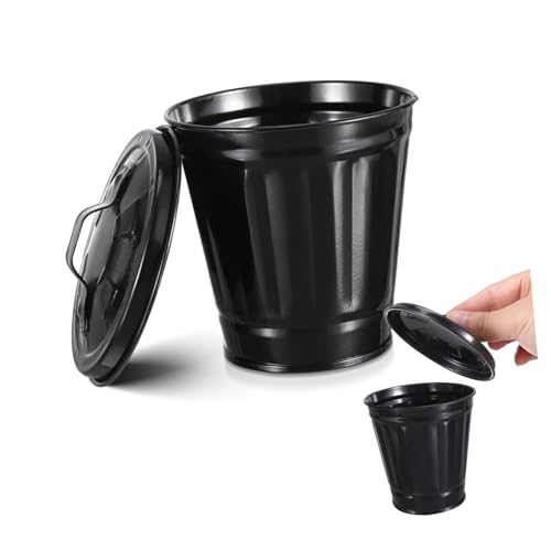 Ipetboom Kleiner Tisch Mülleimer aus mit Deckel Kompakter Robuster Abfallbehälter für Wohnzimmer und Büro Tragbarer Desktop Müllsammler Stilvoller Langlebiger Recycling Container von Ipetboom