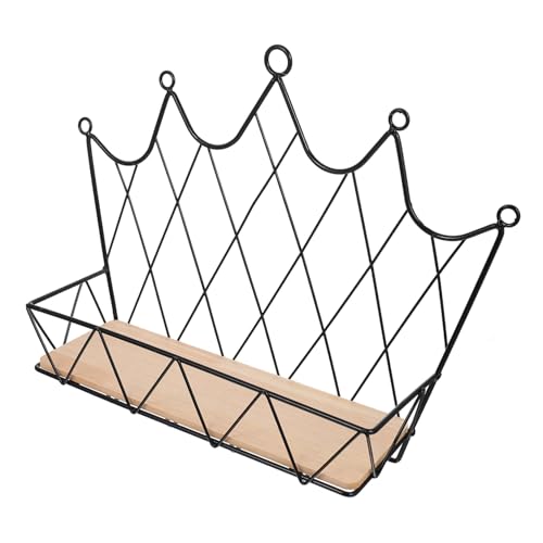 Ipetboom Lochfreies Schwarzes Eisen wandregal mit Krönchen Design Stabiles Aufbewahrungsregal für Zuhause Platzsparend und Einfach Montierbar als Dekorativer Schlüsselhalter und Wanddeko von Ipetboom