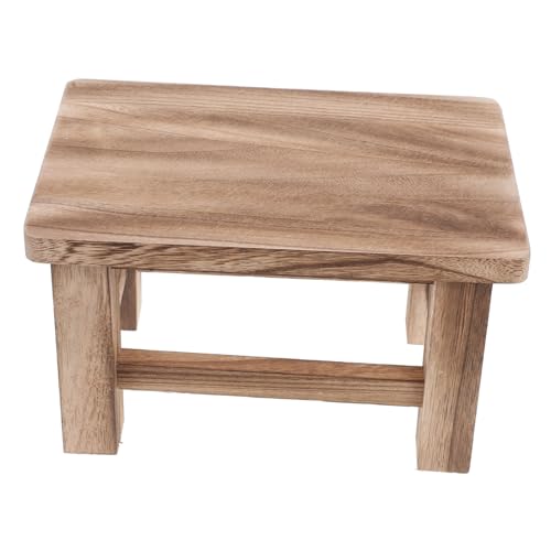 Ipetboom Massiver Holz Hocker Stabiler Sitzhocker für Schuhe Wechseln Retro Design Vielseitiger Kleiner Hocker für Wohnzimmer Schlafzimmer Ergonomisch Sitzfläche von Ipetboom