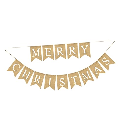 Ipetboom Merry Christmas Girlande aus Leinen Burlap DIY Weihnachtsbanner mit Buchstaben Rustikale Wimpelkette Wetterfeste Weihnachtsdeko für Wand Fenster Tür Party Innen und Außenbereich von Ipetboom