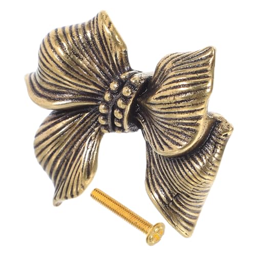 Ipetboom Messing Schleifen Schrankknopf Einzelloch Ziehgriff für Kommode Schublade Kleiderschrank Vintage Möbelgriff mit Elegantem Bogen Design für Tür Schrank Wohnzimmer Küche von Ipetboom