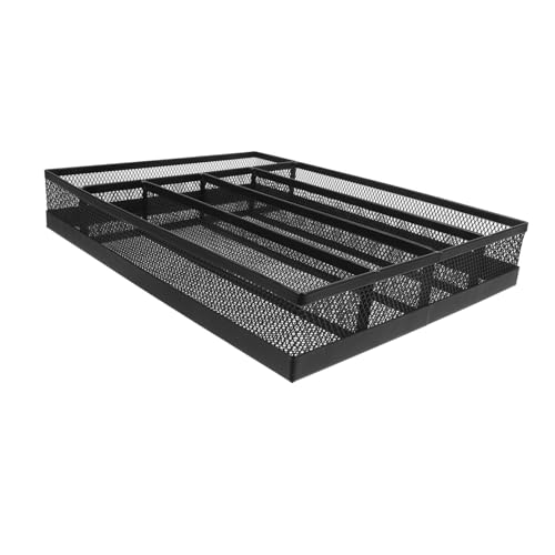 Ipetboom Metallgeflecht Besteckkasten mit Fächern Stabiler Küchen Organizer für Messer Gabeln Löffel Kompakte Aufbewahrungsbox für Küchenschubladen Platzsparend und Leicht in Schwarz von Ipetboom