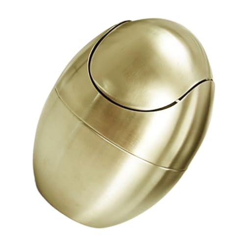 Ipetboom Mini Desktop Mülleimer Gold mit Schwingdeckel Abfalleimer Eierform Kleiner Tisch Mülleimer für Büro Bad und Küche Stylischer und Langlebiger Kleiner Müllbehälter Ipetboom Mini Desktop Mülleimer Gold mit Schwingdeckel Abfalleimer Eierform Kleiner Tisch Mülleimer für Büro Bad und Küche Stylischer und Langlebiger Kleiner Müllbehälter von Ipetboom