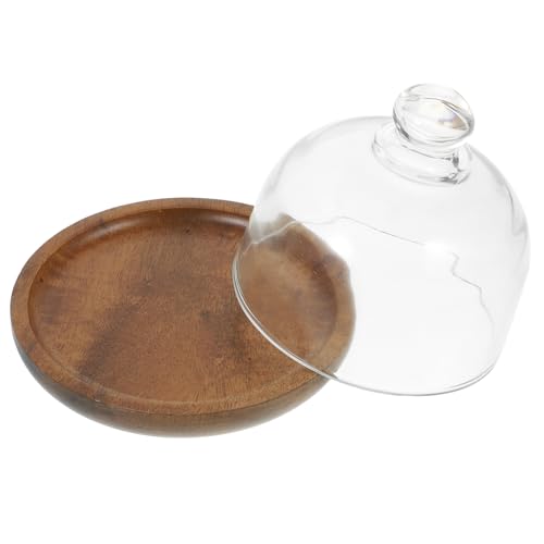 Ipetboom Mini Holz Dessertschalen mit Glasdeckel Praktisches Kuchen tablett Langlebiges Food Tray Glatte Oberfläche Einfach zu Reinigen Vielseitig für Backblech und Mini tischgeschirr von Ipetboom