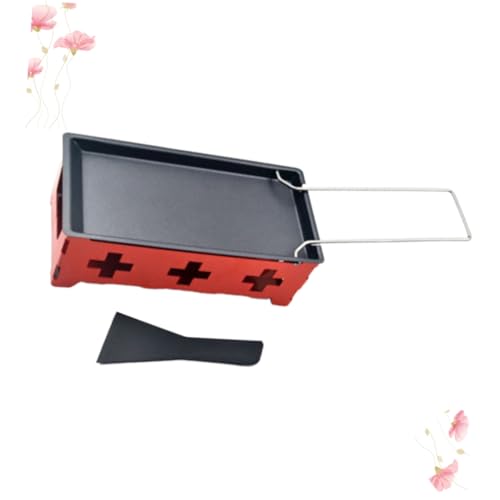 Ipetboom Mini Käse Grill Set Tragbares Antihaftbeschichtetes Backblech mit Stahlgriff Herdrost Kleiner Spachtel Hitzebeständig für Käsefondue und Campingküche von Ipetboom