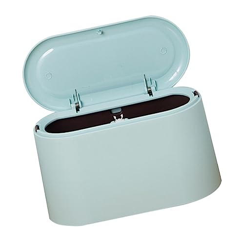 Ipetboom Mini Tischmülleimer mit Druckverschluss Kompakter Kunststoff Abfalleimer für Haushalt und Büro Platzsparender Desktop Mülleimer mit Deckel für Schreibtisch und Arbeitsplatte Blau von Ipetboom