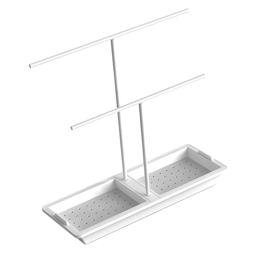 Ipetboom Multifunktionales Küchenregal aus Robustem und Leichter Spülschwammhalter mit Schneller Wasserableitung als Organizer für Spüle Schwamm Geschirrtuch und Seife in Weiß von Ipetboom