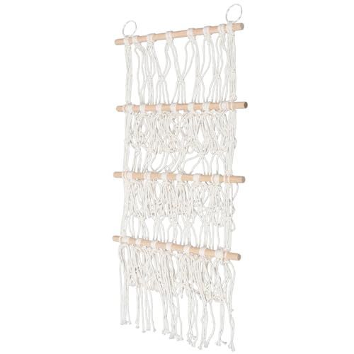 Ipetboom Plüschspielzeug Aufbewahrung Netz mit Holzstange Hängend Mehrschichtiges Organizer Regal für Kinderzimmer Bücher Kuscheltiere Handtücher Platzsparend Dekoration von Ipetboom