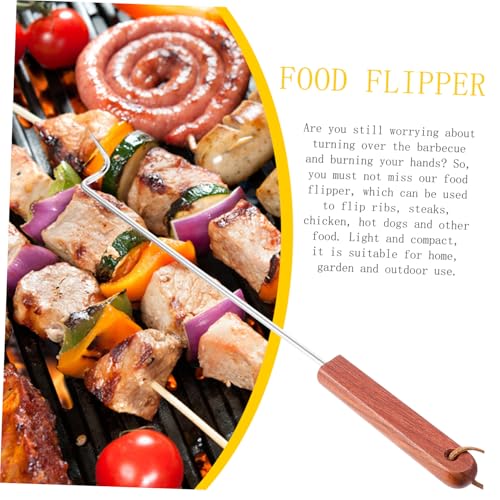 Ipetboom Portable Edelstahl Grillgabel mit Holzgriff Hitzebeständig und Leicht zum Wenden von Fleisch und Barbecue Praktisches Bbq Fleischwender Zubehör für Outdoor Grillpartys von Ipetboom