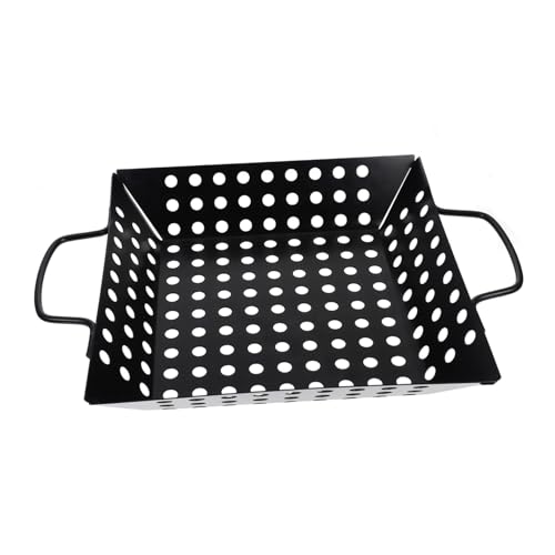 Ipetboom Quadratische Grillpfanne mit Antihaftbeschichtung Abtropflöchern und Leichtem Design für Gasgrill und Holzkohlegrill Praktische Grillpfanne für Gemüse und Bbq im Freien von Ipetboom