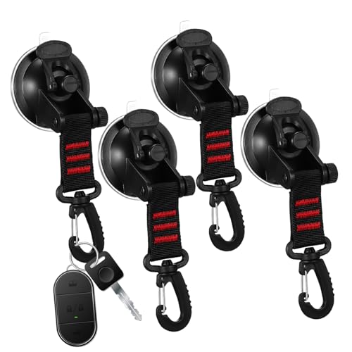 Ipetboom Robuste, drehbare Saugnapfhaken, starke Vakuum-Spannclips für Auto, Markise, Camping, Planenzubehör, tragbar und wiederverwendbar, 4 Stück von Ipetboom