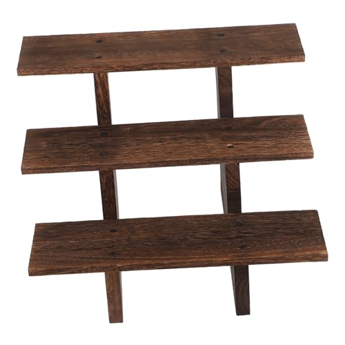 Ipetboom Robuster Holz Display Regal Vintage Stil Dreistufiger Schreibtisch Organizer für Sukkulenten Pflanzen und Figuren mit Natürlicher Holzstruktur für Büro und Zuhause von Ipetboom