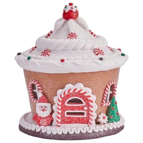 Ipetboom Rustikales Weihnachtsdekor Resin Schloss mit LED Beleuchtung Batteriebetriebenes Xmas Desktop Ornament Haus Figur für Kamin Tisch Festliche Wohnraumdekoration von Ipetboom