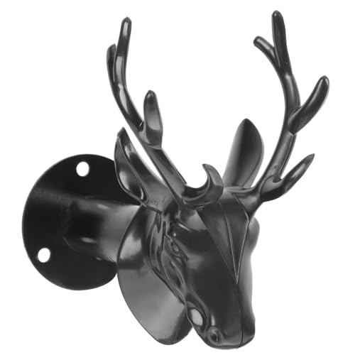 Ipetboom Schwarzer Wandhaken Deer Head Design Stabiler Garderobenhaken für Kleidung Hüte und Deko Vielseitiger Wandhalter für Flur Schlafzimmer Bad und Küche Einfache Montage von Ipetboom