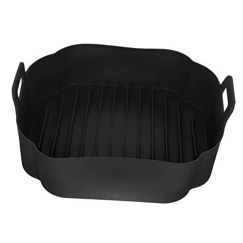 Ipetboom Silikon Air Fryer Liner Wiederverwendbare Quadratische Backform für Heißluftfritteusen Schwarz Antihaft Hitzebeständig Einfach zu Reinigen für Backbedürfnisse von Ipetboom