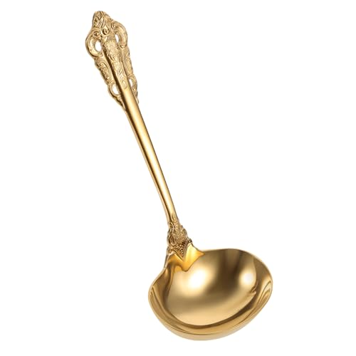 Ipetboom Suppenkelle Goldfarben Rostfrei Rustbeständig Multifunktional Ergonomisch Küchenutensil für Zuhause Restaurant und Festessen von Ipetboom