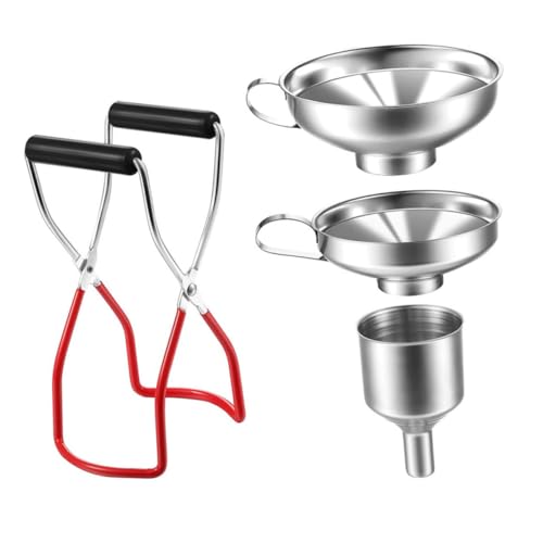 Ipetboom Teiliges Edelstahl Einmachtrichter mit Breiter Öffnung Rutschfeste Klammern für Einmachgläser Praktische Küchenhelfer zum Einfüllen von Flüssigkeiten und Trockenen Zutaten Leicht von Ipetboom