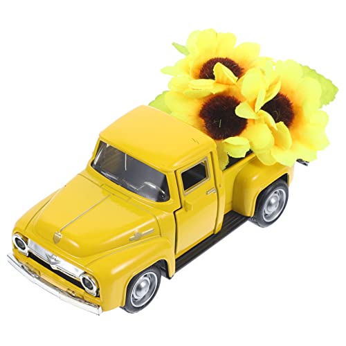 Ipetboom Metall Pickup LKW Dekoration mit Sonnenblumen Rustikales Mehrschichtiges Tablett für Partytisch Vintage LKW Ornament für Hochzeiten und Feiern von Ipetboom