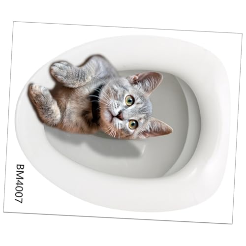 Ipetboom Toilettenaufkleber Katze PVC Selbstklebend Dekoratives Wc Sitz Wandtattoo Ablösbar ohne Rückstände Badezimmer Wanddeko Wasserresistent Einfach Anzubringen von Ipetboom