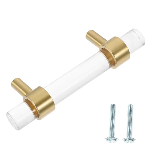 Ipetboom Transparenter Kunststoff und Kupfer Schrankgriff Lochabstand Austauschbarer Möbelgriff für Kleiderschränke und Küchenschränke Rostbeständig und Elegant für Wohn Büroeinrichtung von Ipetboom