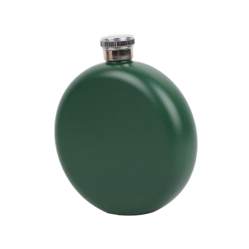 Ipetboom Trinkflasche mit Flachem Deckel Tragbarer Rundflachmann für Whiskey Auslaufsicher und Rostfrei für Männer und Frauen Grünes Design für Unterwegs von Ipetboom