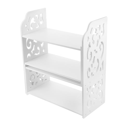 Ipetboom Verstellbares Holz Bücherregal für Schreibtisch Großer Stauraum Stabiler Desktop Organizer für Büro Studentenwohnheim Stilvolles Weißes Regal mit Glatter Oberfläche von Ipetboom