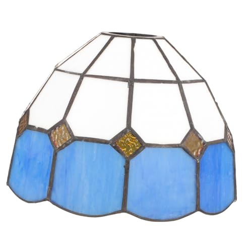 Ipetboom Vintage Glaslampenschirm für Deckenleuchte Retro Lampenschirm für Esszimmer Wohnzimmer Bar Weiß Blau Installieren Warme von Ipetboom