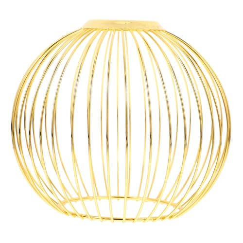 Ipetboom Vintage Lampenschirm aus Metall Geometrisches Design Hängelampe Abdeckung Wiederverwendbar Retro stil für Wohnzimmer Büro Fassung Goldfarbene Kugel von Ipetboom