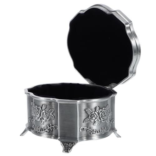 Ipetboom Vintage Schmuckbox aus Metall Rosenmotiv Stabile Vielseitige Aufbewahrung für Ringe Ohrringe Lippenstift Dekoratives Schmuckkästchen im Europäischen Retro stil von Ipetboom