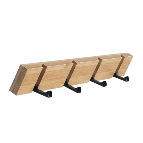 Ipetboom Wandgarderobe aus Holz Klappbar Platzsparend Robuste Garderobenleiste für Mäntel Hüte Schlüssel Schals Universeller Wandhaken für Flur und Tür von Ipetboom
