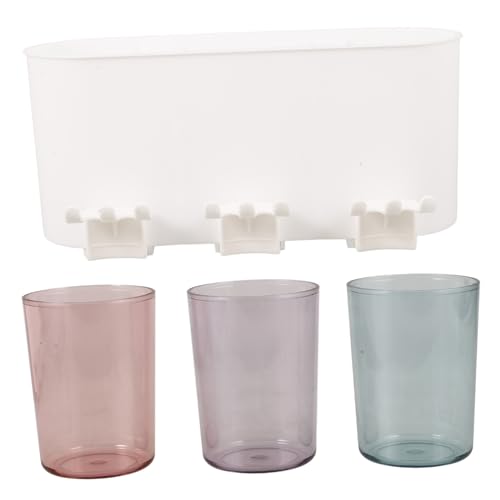 Ipetboom Wandmontierter Zahnbürstenhalter aus Lebensmittelechtem Abd Material Transparenter Badezimmer Organizer mit Bechern Platzsparend Nagelfrei Einfache Installation für Familienbad von Ipetboom